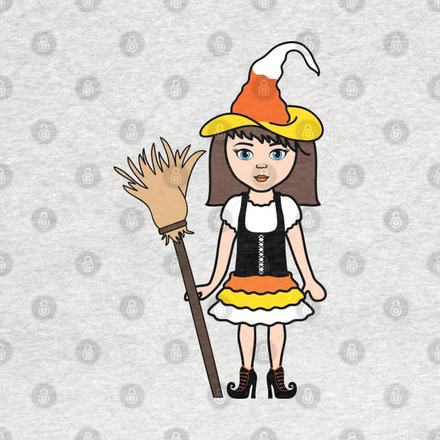 Candy Corn Witch Halloween Trick or Treat Sticker 1 by PLLDesigns